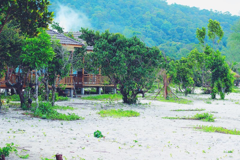 Bungalows on the island.