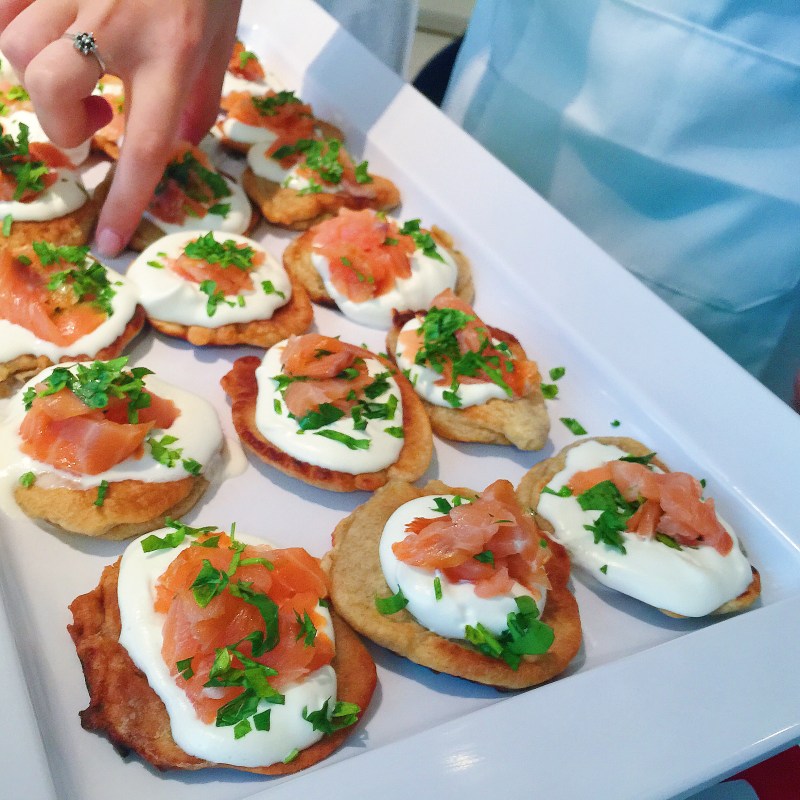 Those salmon mini pancakes are the best