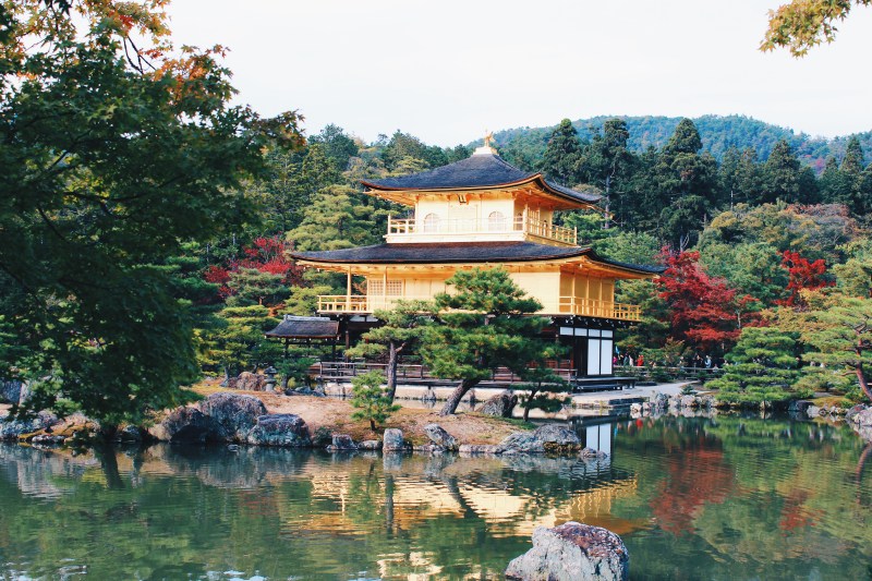 Viewing Kinkaku-ji from the other side of the lake.