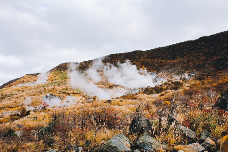 Khói núi lửa ở Owakudani