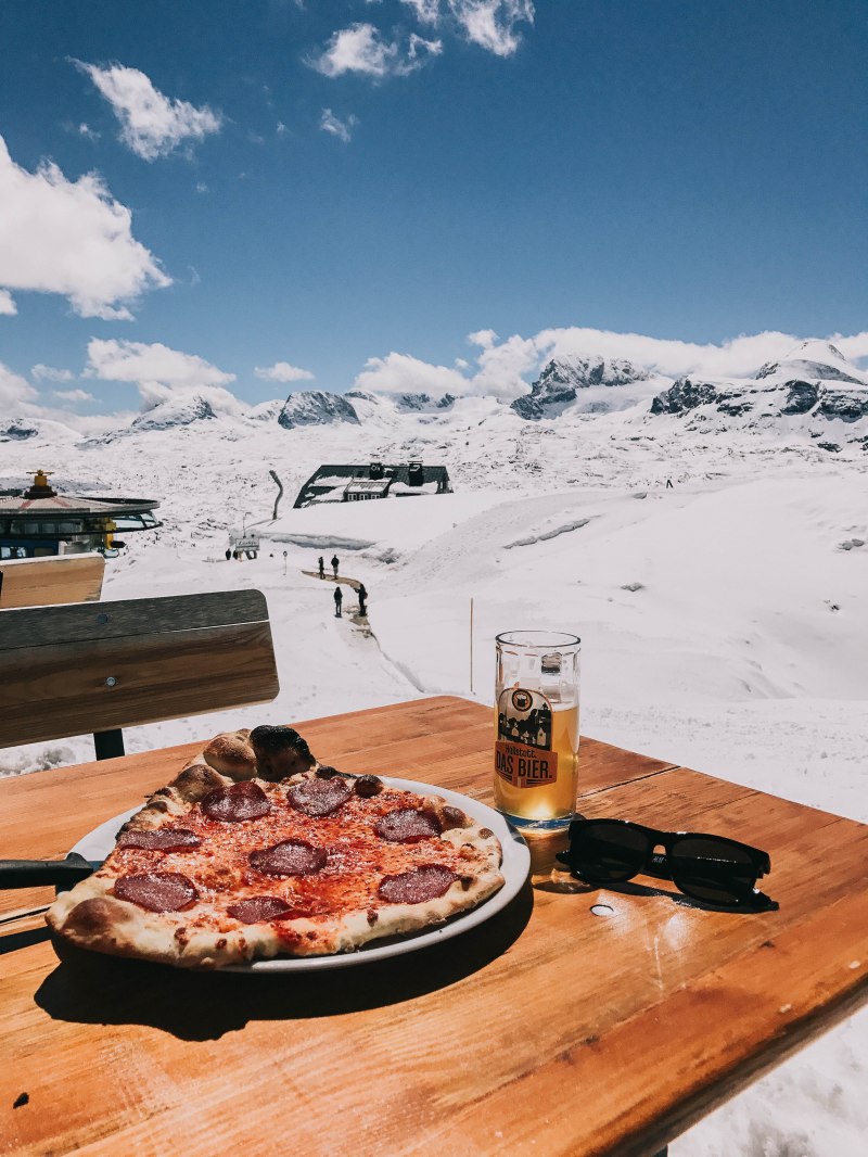 Lunch with pizza on top of Dachstein